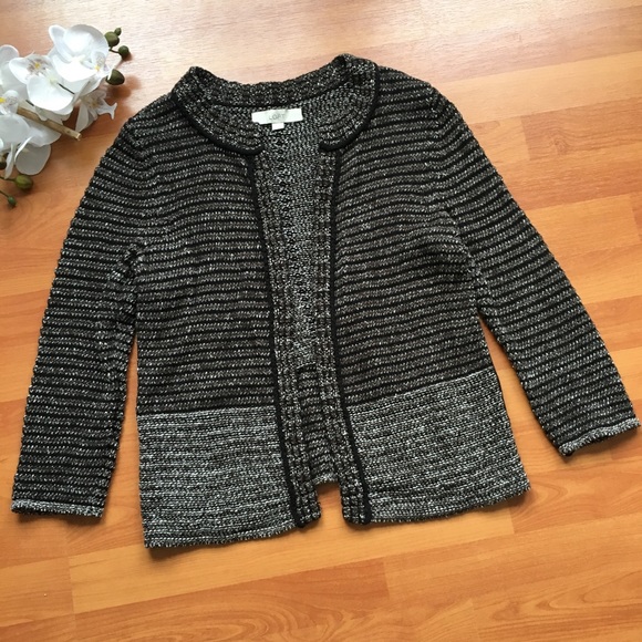 LOFT Sweaters - Loft knitted colorblock hook and eye cardigan M